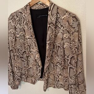 Zara tan snake print blazer.